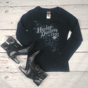 Distressed Graphic Harley Davidson Long Sleeve